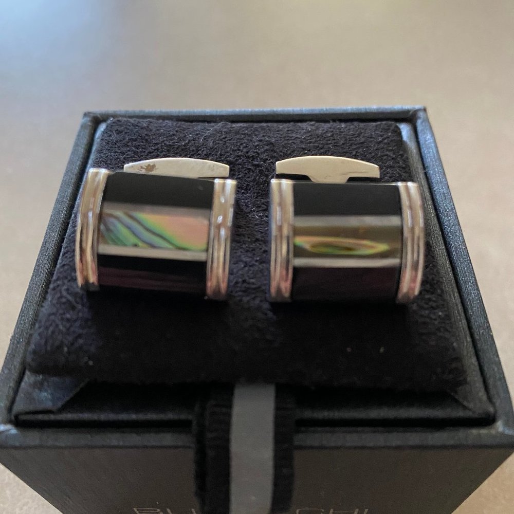 Bugatchi Rectangular Silver Tone Striped Black - image 3